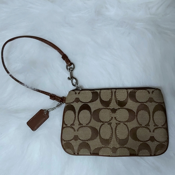 Coach Signature Wristlet in Brown/Tan - Picture 3 of 6